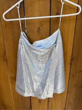 FRNCH Silver Sequin Mini Skirt